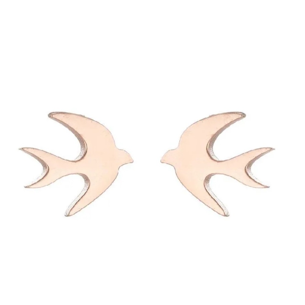 Gold Bird Stud Earrings